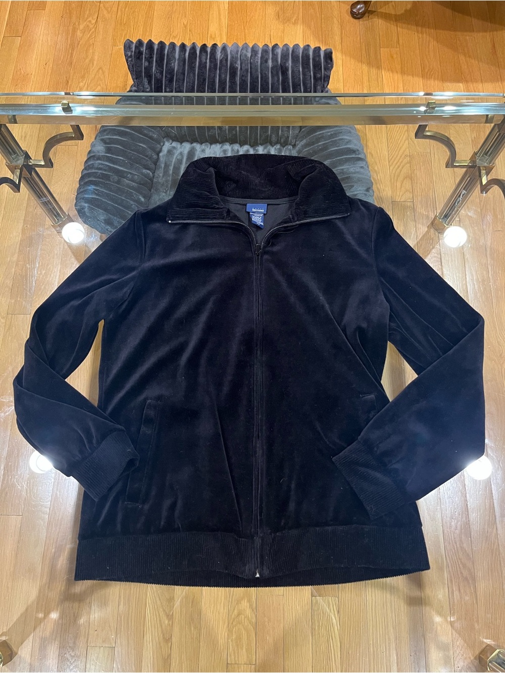 Basic Editions Black Velour Bomber Jacket & Pants set